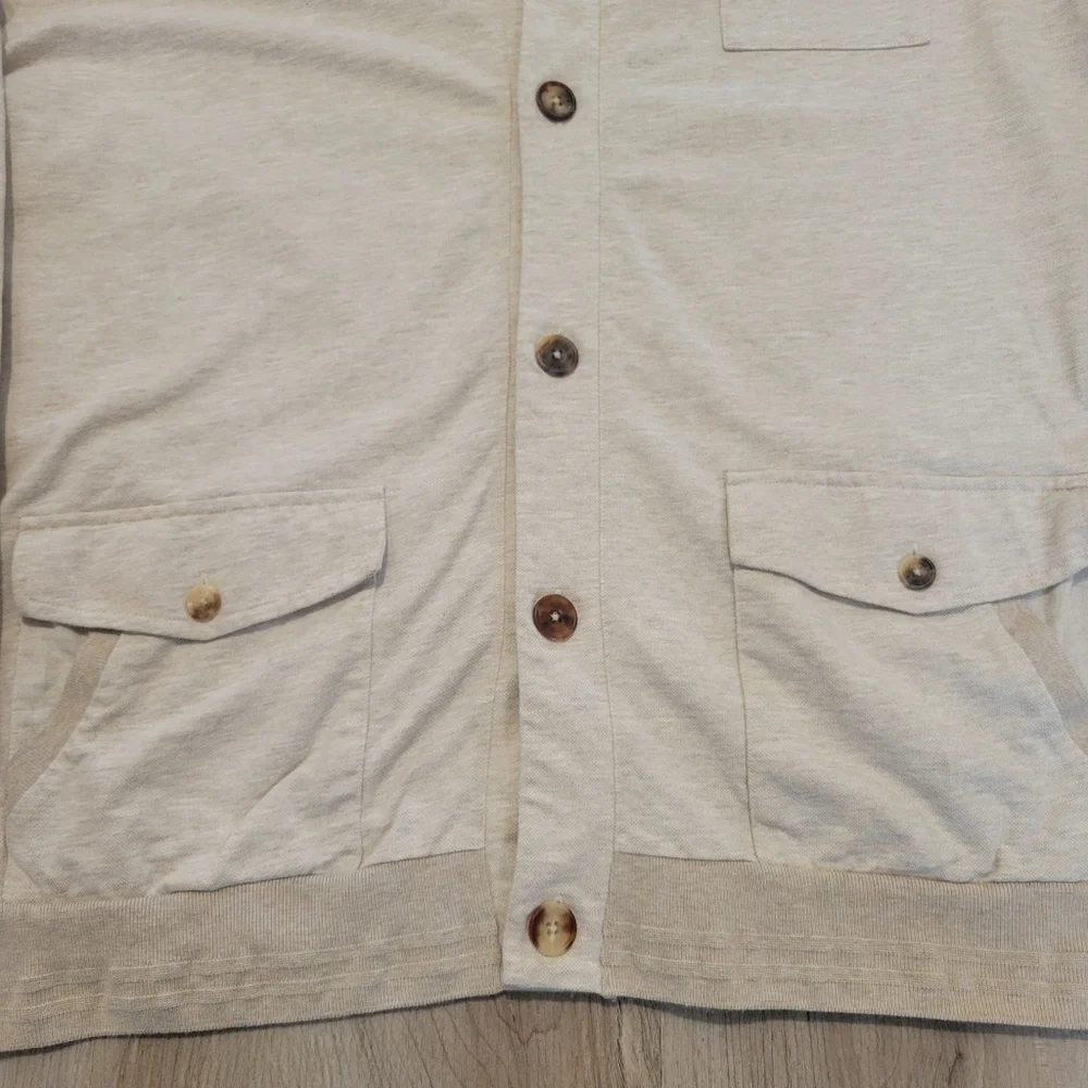 Brooks Brothers Men's Cotton Linen Beige Cardigan size XXL Academia Grandpa Lux